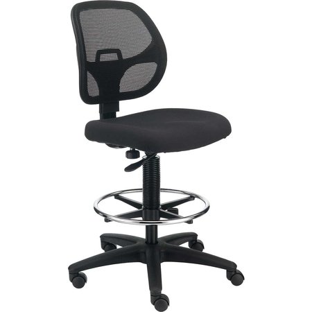 GLOBAL INDUSTRIAL Armless Mesh Drafting Stool, Fabric, Black, Mid Back 695645BK